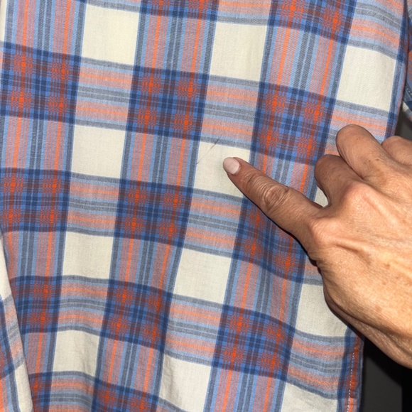 J Crew Long Sleeve Mens Button Down - Blue and Orange Plaid - XL - Picture 2 of 5